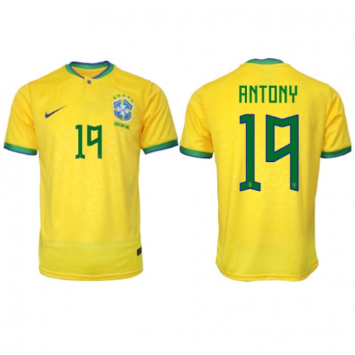 Brazil Antony #19 Replica Home Stadium Shirt World Cup 2022 Short Sleeve